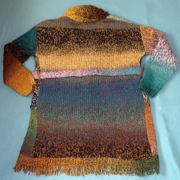 ANTHROPOLOGIE GREYLIN Natalia fringe wrap knit wool sweater blanket NEW size M - Picture 3 of 10